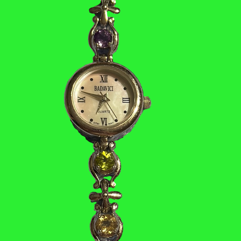 Badavici Silver Watch with Gem Accents
